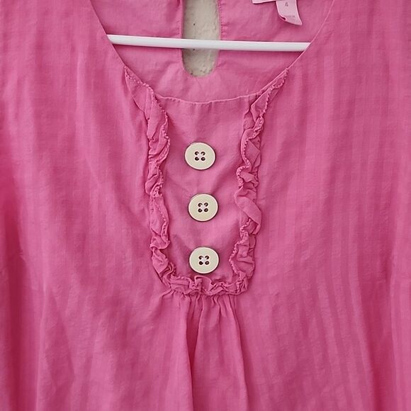 Lilly Pulitzer womens 4 pink sleeveless blouse top buttons ruffles gingham print - Picture 3 of 6